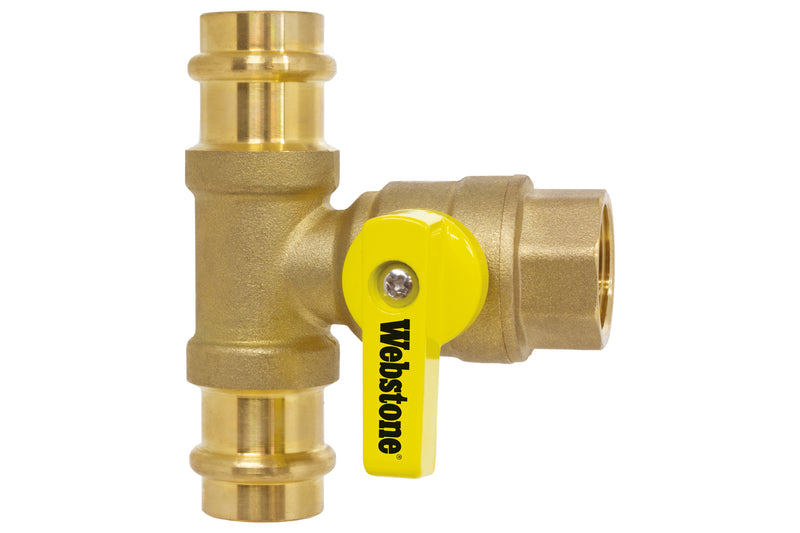 Webstone PEX-X267W 3/8" O.D. x 1/2" LF DZR Brass Pro-Pal T-Valve H-10671W-T12