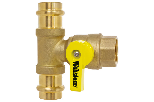 Webstone PEX-X267W 3/8" O.D. x 3/4" LF DZR Brass Pro-Pal T-Valve H-10671W-T34