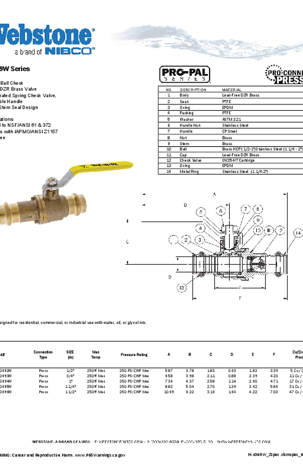 Webstone H-x069_Z Spec Sheet
