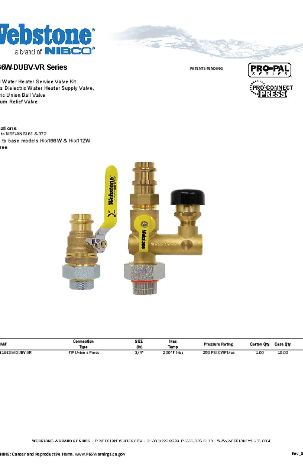 Webstone H-x166-DUBV-VR_Z Spec Sheet
