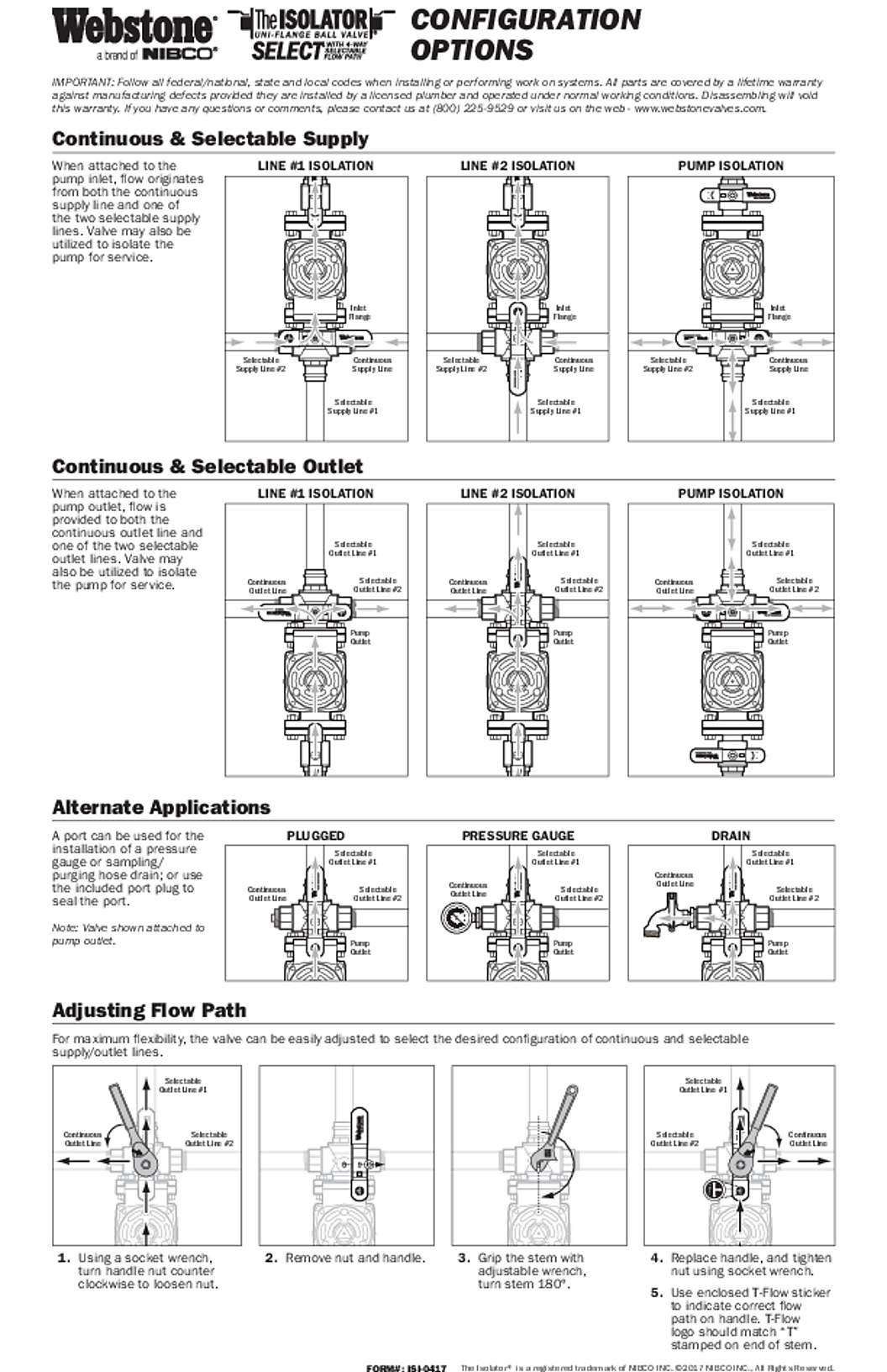 Webstone The Isolator Uni-Flange Ball Valve Configuration Options