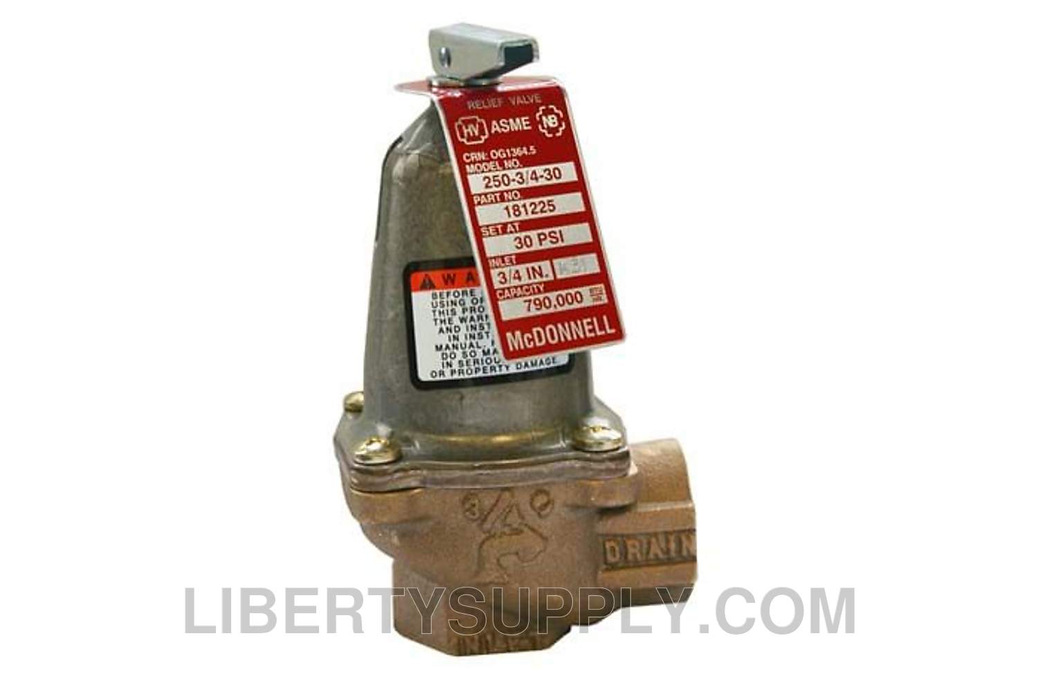 McDonnell & Miller 250-3/4IN-36 3/4" NPT, 36 PSI Pressure Relief Valve 181325