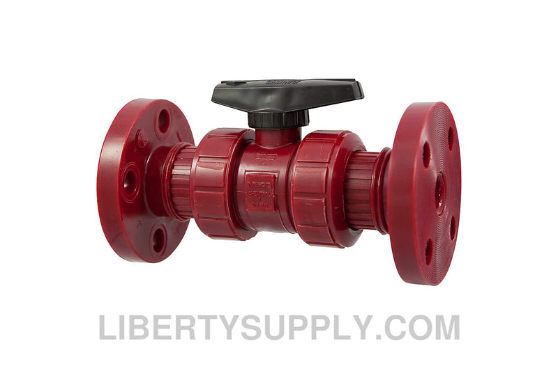 NIBCO F-65-TB-E 1-1/2" Red PVDF Chemtrol Ball Valve MD916AC