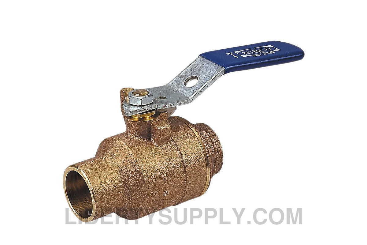 NIBCO NJ832PA, 1 in. Two-Piece Bronze Ball Valve Full Port, Solder End Connections S-585-70-PA